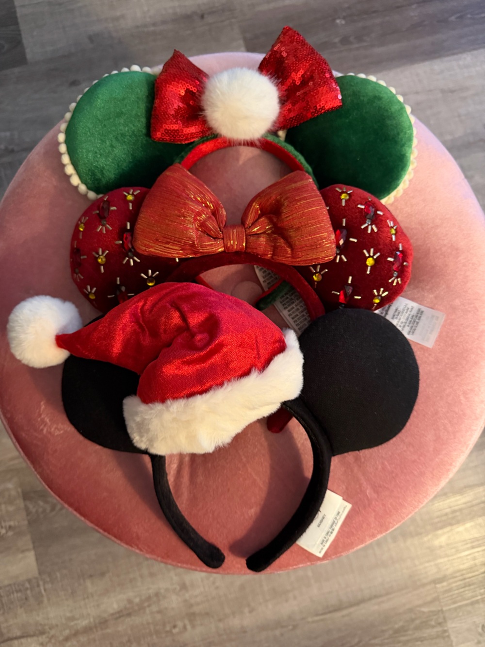 Disney Holiday Christmas Minnie Ear Headbands, Lot of 3